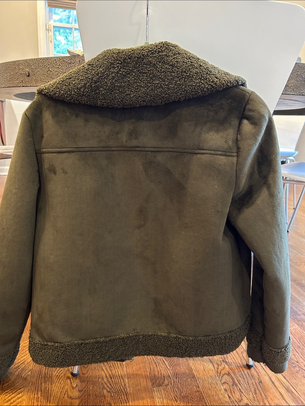 MOTHER Olive Green Shearling-Lined Bomber Jacket - Picture 4 of 5